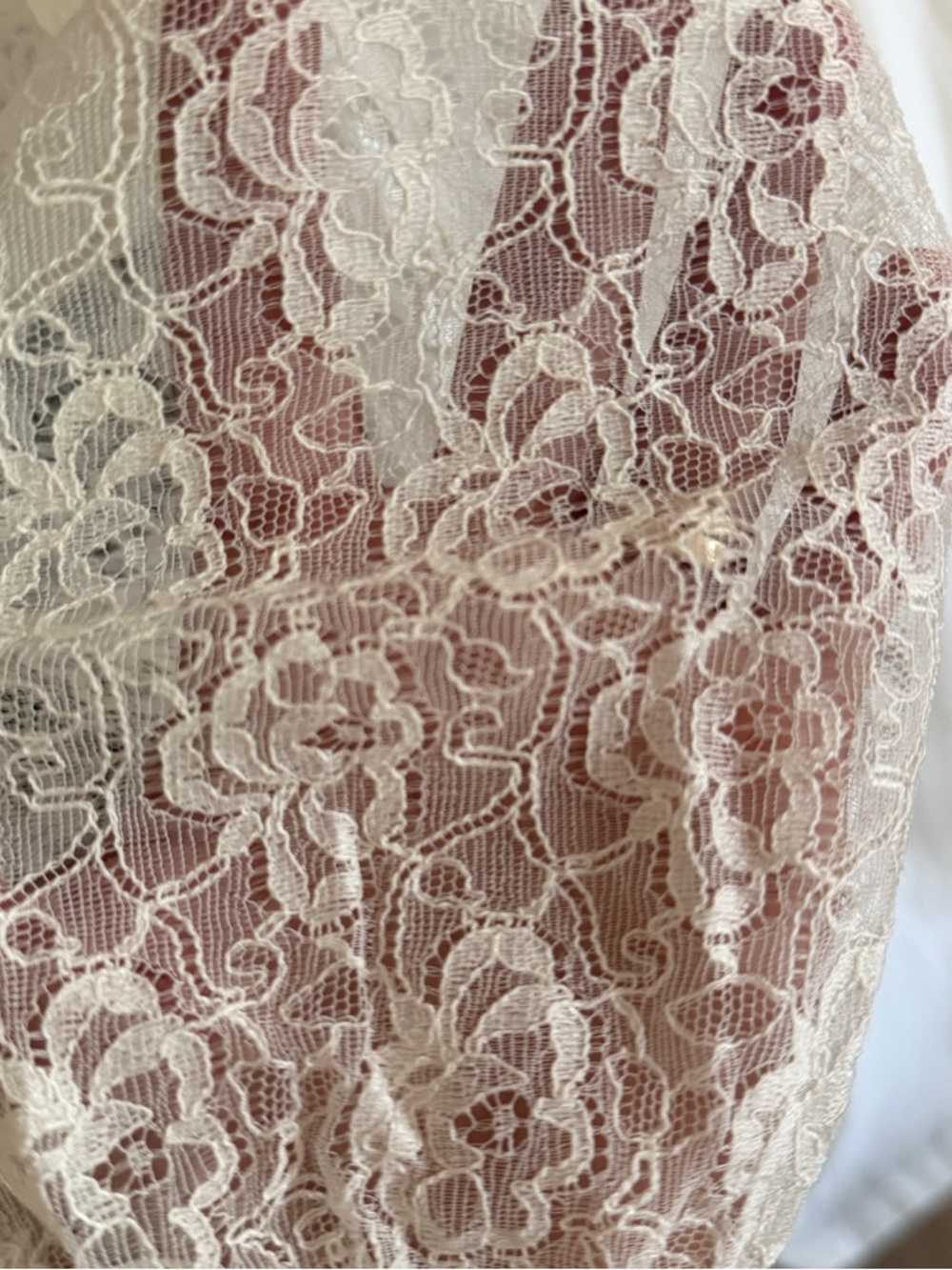 Vintage Unique Rare Double Layer Ivory Lingerie Peignoir Robe Nightgown OS - Picture 11 of 16